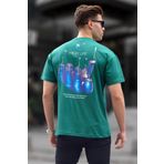 Madmext Koyu Yeşil Sırt Baskılı Regular fit Erkek Tişört 6121