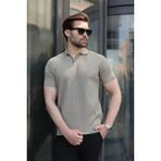 Madmext Kum Rengi Yarım Fermuarlı Polo Yaka Triko Erkek Tişört E7459 - S