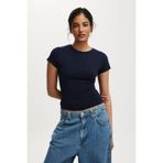 Madmext Lacivert Bisiklet Yaka Basic Kadın T-shirt Mg2479