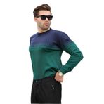 Madmext Lacivert Desenli İki Renk Bisiklet Yaka Erkek Triko Kazak 7276,Lacivert 2XL