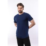 Madmext Lacivert Erkek Tişört Kısa Kol Düz Desen Günlük Stil %100 Pamuk 4951 - 5XL