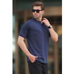 Madmext Lacivert Overfit Kısa Kollu Polo Yaka Erkek Tişört 7029