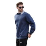 Madmext Lacivert Polo Yaka Erkek Sweatshirt 7086,Lacivert XL