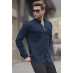 Madmext Lacivert Rahat Kalıp Gabardin Erkek Gömlek 6810 - S