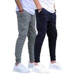 Madmext Lacivert/Füme Paçası Lastikli 2'Li Paket Erkek Eşofman Altı E7446,Füme/Lacivert 2XL