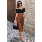 Madmext Mad Girls Kahverengi Saten Etek Mg1409