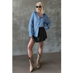 Madmext Mavi Çizgili Oversize Kadın Gömlek Mg2327