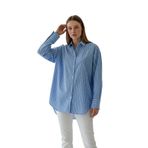 Madmext Mavi Çizgili Regular Kesim Kadın Gömlek Mg2610,Mavi XL