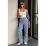 Madmext Mavi Çizgili Straight Fit Kadın Eşofman Altı MG2786