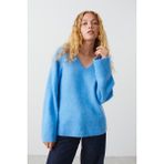 Madmext Mavi V Yaka Oversize Kadın Triko Kazak MG2149 - L