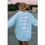 Madmext MG1219 Mavi Mad Girls Sırt Baskılı Kadın Sweatshirt