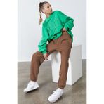 Madmext MG1235 Camel Kadın Beli Lastikli Oversize Eşofman Altı