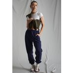 Madmext MG1235 Kadın Lacivert Beli Lastikli Oversize Eşofman Altı