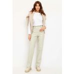Madmext MG1316 Bej Deri Basic Kadın Pantolon