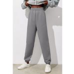 Madmext MG1353 Kadın Boyalı Gri Comfort Fit Eşofman Altı