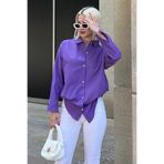 Madmext MG1369 Kadın Mad Girls Mor Oversize Gömlek