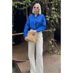 Madmext MG1369 Mad Girls Saks Oversize Kadın Gömlek