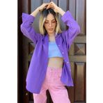 Madmext MG1369 Mad Mor Oversize Kadın Gömlek