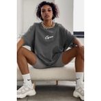 Madmext MG1491 Kadın Füme Baskılı Oversize Tişört