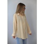 Madmext MG1525 Sarı Çizgili Over Fit Gömlek
