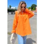 Madmext MG1530 Turuncu Oversize Basic Cepli Poplin Gömlek