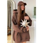 Madmext MG1566 Kahverengi Erkek Kapüşonlu Şardonlu Oversize Sweatshirt