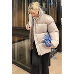 Madmext MG1582 Basic Oversize Gri Kadın Şişme Mont