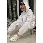 Madmext MG1609 Kapüşonlu Oversize Ekru Kadın Eşofman Takımı