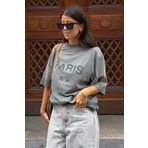 Madmext MG1654 Füme Paris Baskılı Kadın T-shirt