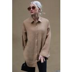 Madmext MG1660 Muslin Kumaş Basic Camel Kadın Gömlek