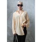 Madmext MG1688 Sarı Çizgili Oversize Kadın Gömlek