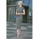Madmext MG1712 Füme Basic Yarım Balıkçı Uzun Elbise