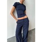 Madmext MG1725 Lacivert Bisiklet Yaka Basic Kadın T-shirt