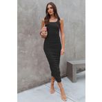 Madmext MG1732 Siyah Büzgülü Kalem Model Askılı Elbise