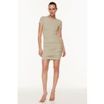 Madmext MG1739 Camel Büzgülü Mini Kadın Elbise