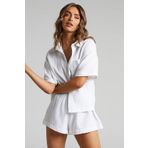 Madmext MG1784 Beyaz Muslin Kumaş Basic Kadın Gömlek