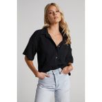 Madmext MG1784 Siyah Müslin Kumaş Basic Kadın Gömlek