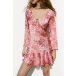 Madmext MG1835 Pembe Çicek Desenli Elbise
