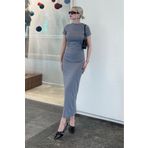 Madmext MG1856 Füme Basic Yarım Balıkçı Uzun Elbise