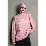 Madmext MG1902 Pembe Bisiklet Yaka Baskılı Oversize Kadın Sweatshirt