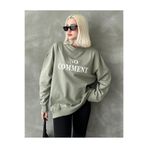 Madmext Mint Yeşili Bisiklet Yaka Baskılı Oversize Kadın Sweatshirt MG1902