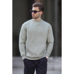 Madmext Mint Yeşili Bisiklet Yaka Nakış Detaylı Cepli Erkek Sweatshirt 7049