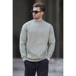 Madmext Mint Yeşili Bisiklet Yaka Nakış Detaylı Cepli Erkek Sweatshirt 7049,Mint Yeşili 2XL
