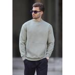 Madmext Mint Yeşili Bisiklet Yaka Nakış Detaylı Cepli Erkek Sweatshirt 7049,Mint Yeşili L