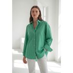 Madmext Mint Yeşili Çizgili Regular Kesim Kadın Gömlek MG2610