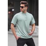 Madmext Mint Yeşili Likralı Basic Erkek Tişört 6060