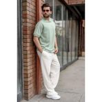 Madmext Mint Yeşili Şerit Detaylı Modern Kesim Erkek Tişört E7182 - XL