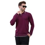 Madmext Mor Fermuarlı Polo Yaka Çizgi Detaylı Uzun Kollu Kazak 7267,Mor 2XL