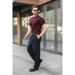 Madmext Mürdüm Bisiklet Yaka Regular Fit Triko Erkek Tişört E7487 - XL