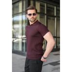 Madmext Mürdüm Slim Fit Polo Yaka Triko Erkek Tişört E7472